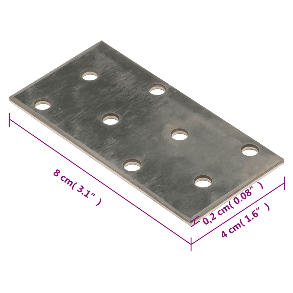 Perforerte plater 60 stk 2 mm 80x40 mm galvanisert stål