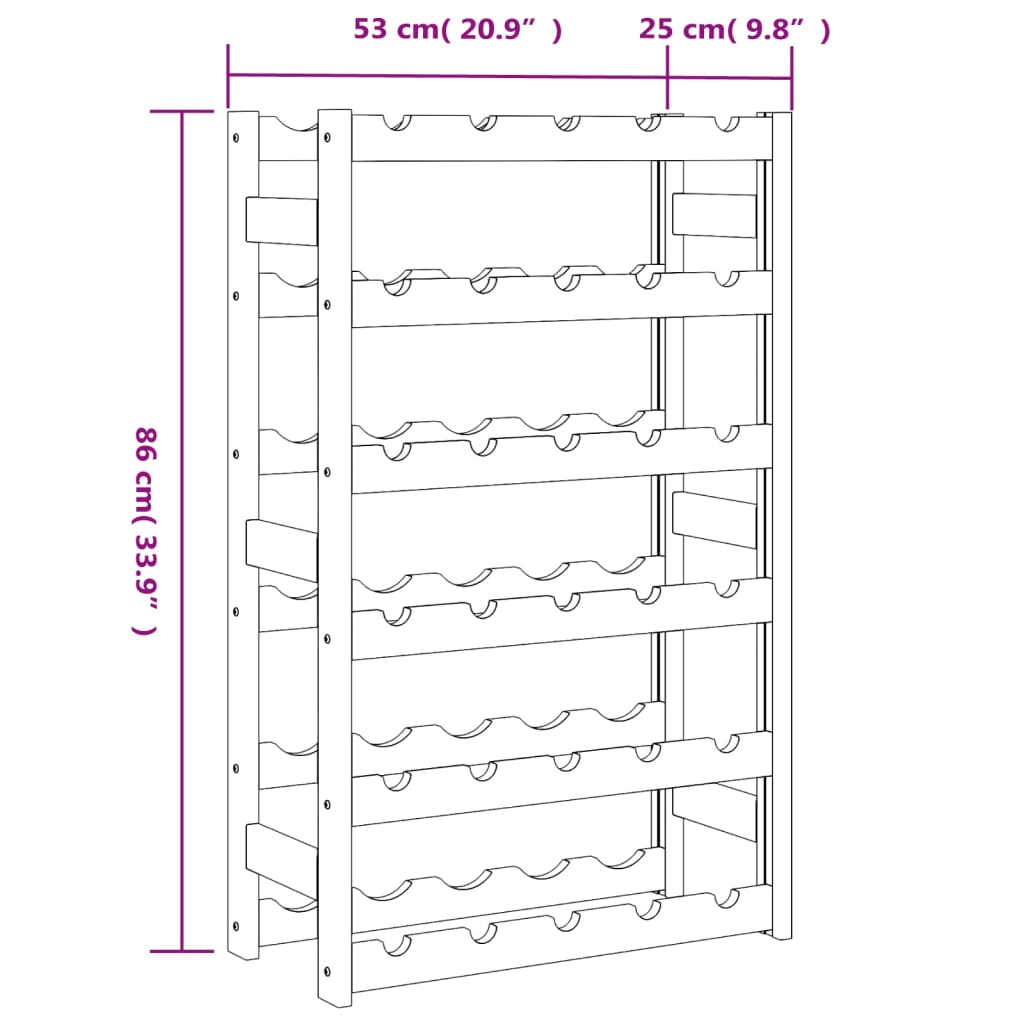 Vinstativ for 30 flasker grå heltre furu