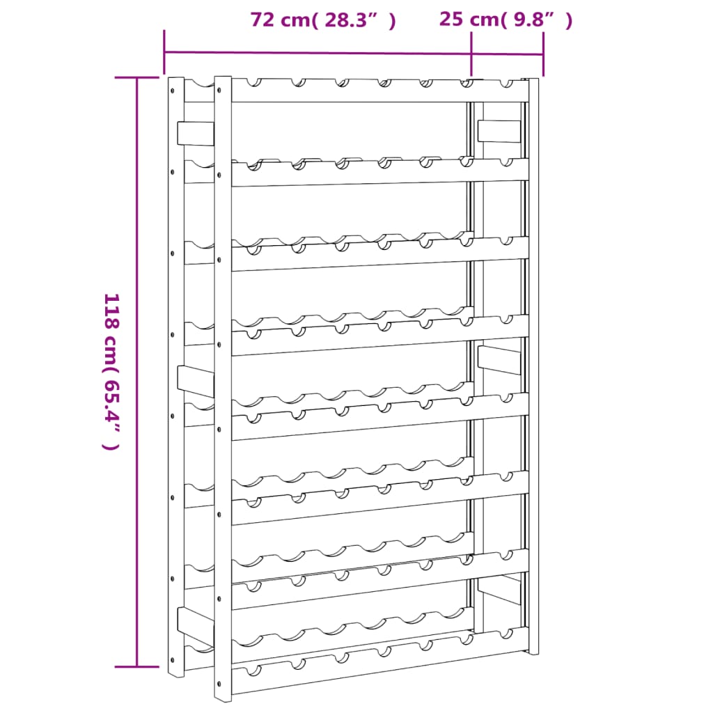 Vinstativ for 56 flasker brun heltre furu