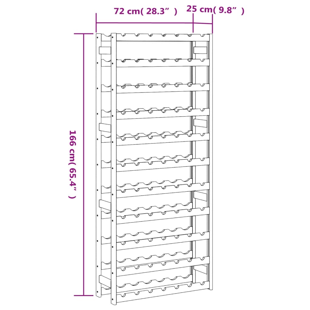 Vinstativ for 77 flasker brun heltre furu