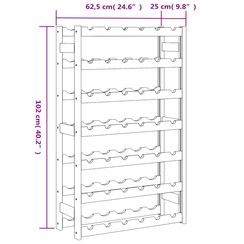 Vinstativ for 42 flasker svart heltre furu