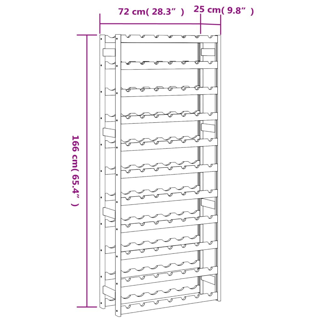 Vinstativ for 77 flasker svart heltre furu