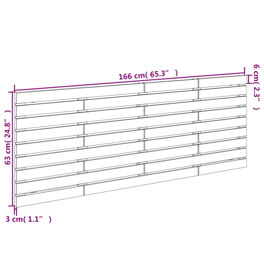 Veggmontert hodegavl 166x3x63 cm heltre furu