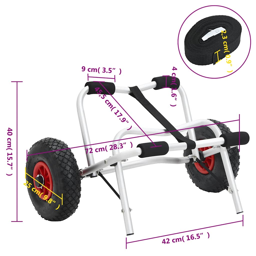 Kajakktralle sammenleggbar 45 kg aluminium