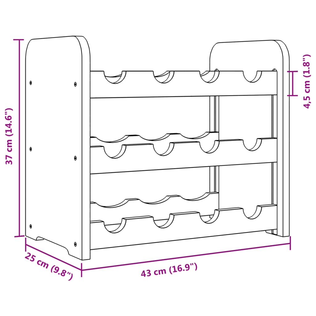 Vinstativ 43x25x37 cm heltre furu