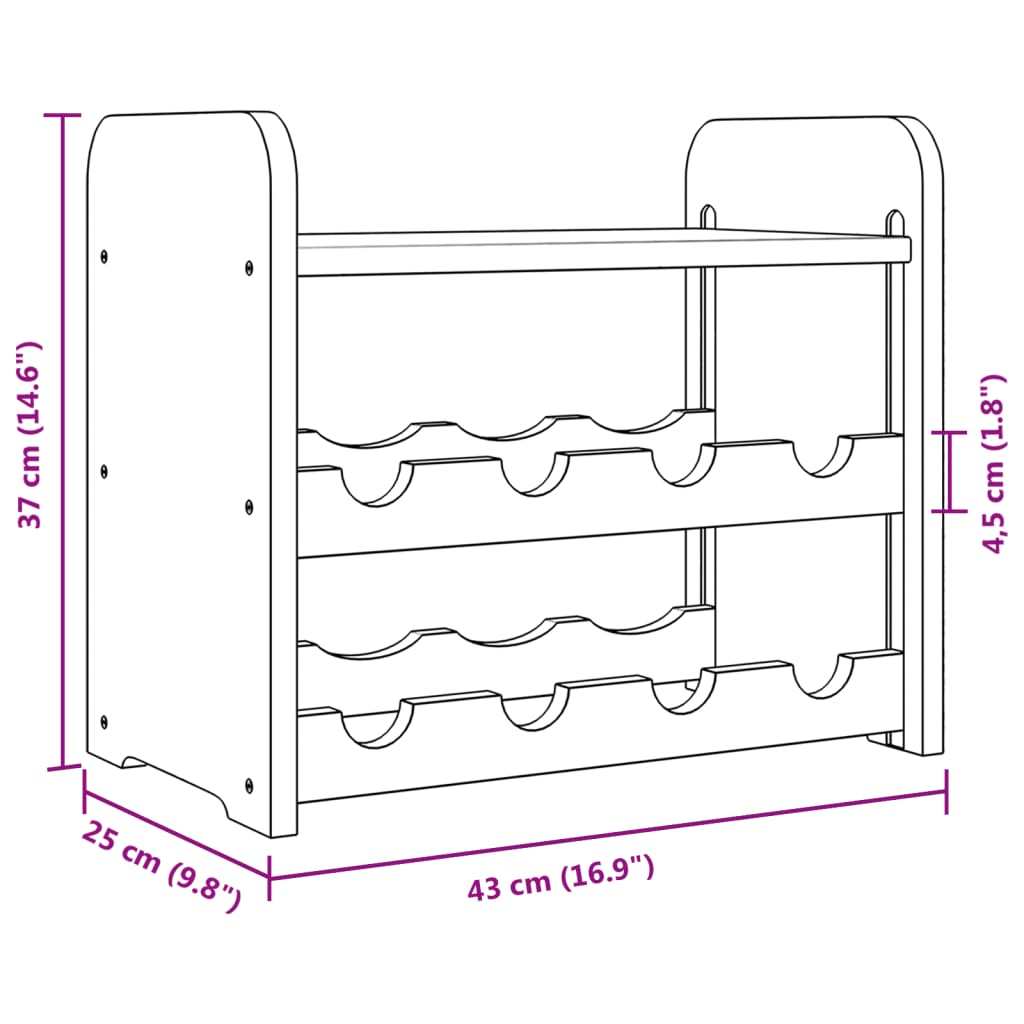 Vinstativ med toppbrett 43x25x37 cm heltre furu