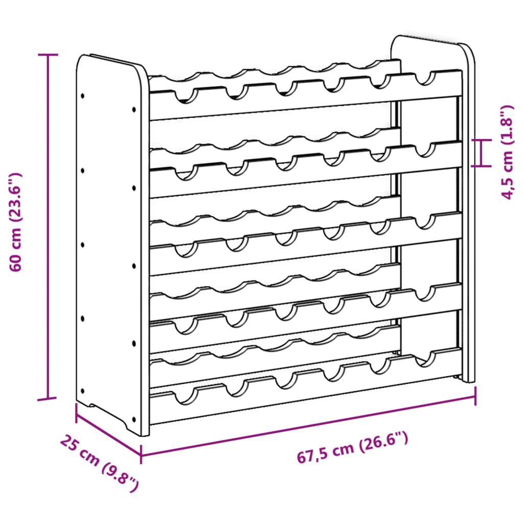 Vinstativ 67,5x25x60 cm heltre furu