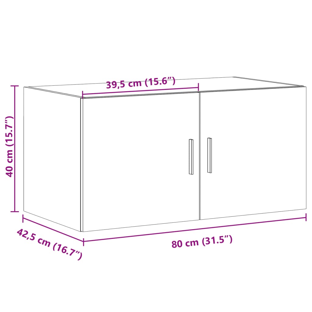 Veggskap hvit 80x42,5x40 cm konstruert tre