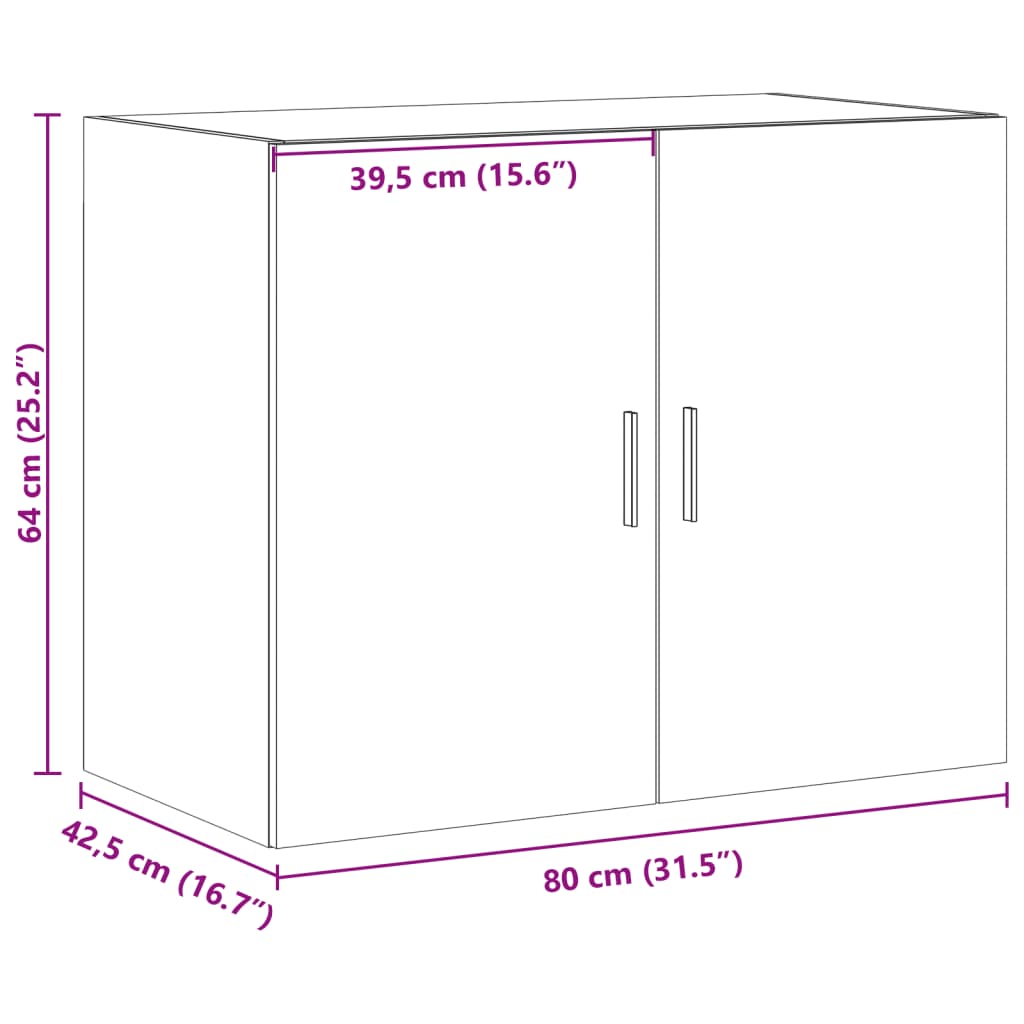 Veggskap brun eik 80x42,5x64 cm konstruert tre