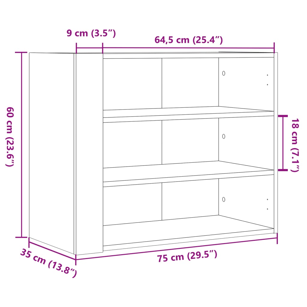 Veggskap betonggrå 75x35x60 cm konstruert tre