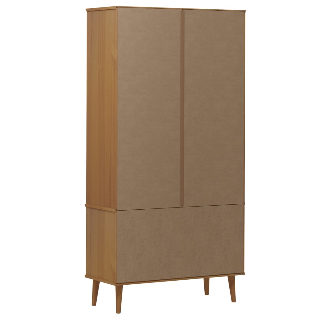 Vitrine MOLDE brun 90x35x175 cm heltre furu