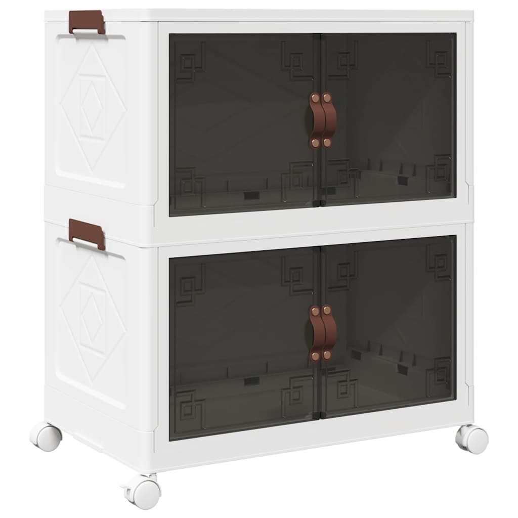 Oppbevaringsboks stablebar med hjul 2-lags 75 L 65x40x76 cm