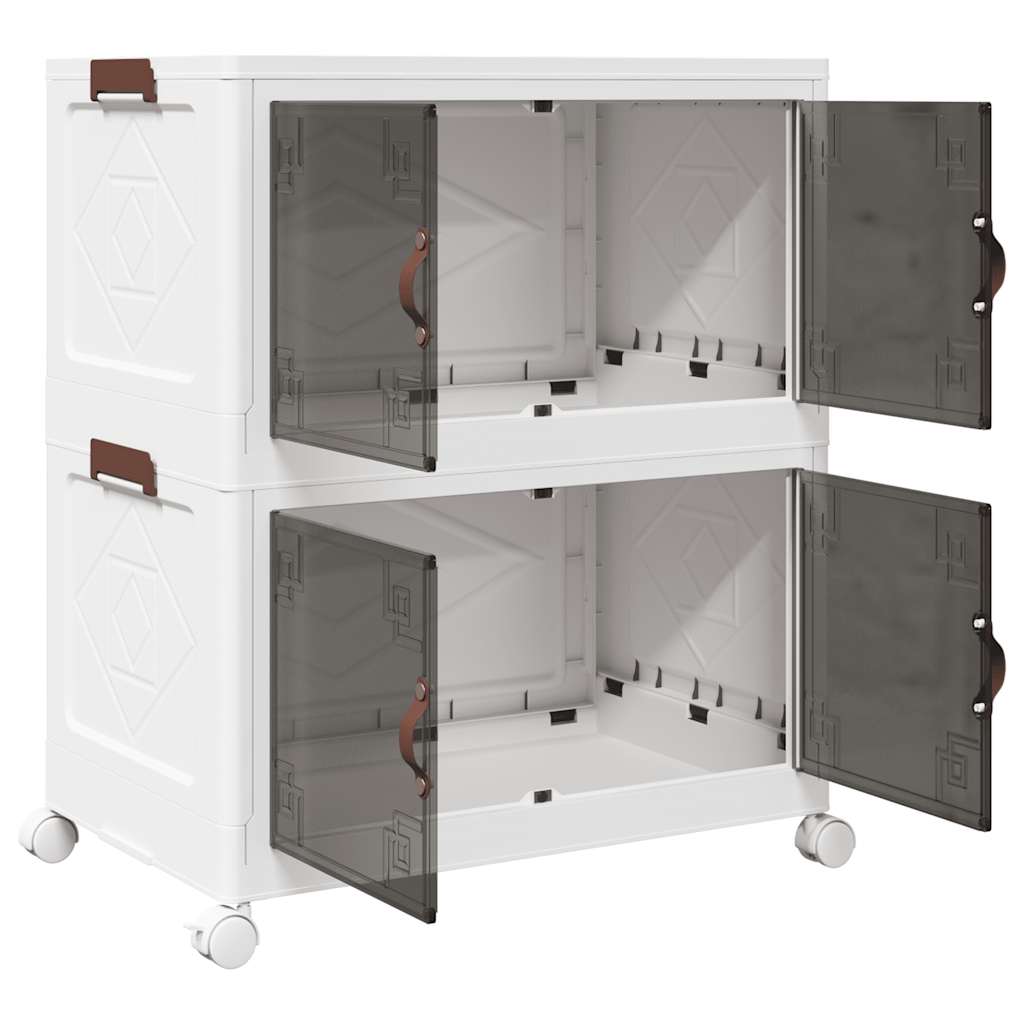 Oppbevaringsboks stablebar med hjul 2-lags 75 L 65x40x76 cm