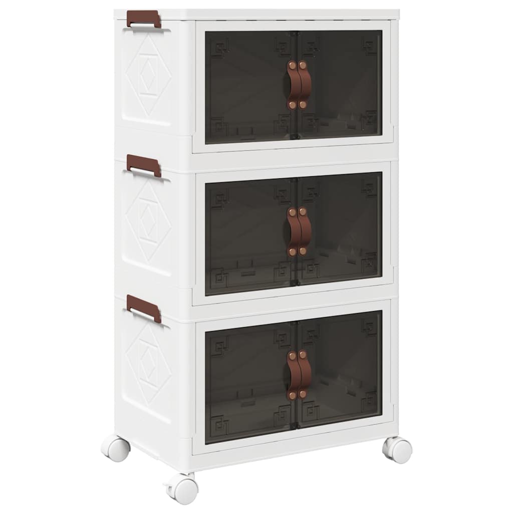 Oppbevaringsboks stablebar med hjul 3-lags 28 L 48,5x29,5x86 cm