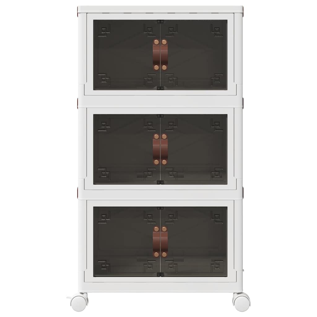 Oppbevaringsboks stablebar med hjul 3-lags 28 L 48,5x29,5x86 cm