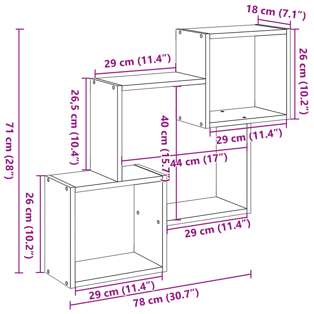 Veggskap 78x18x71 cm hvit konstruert tre