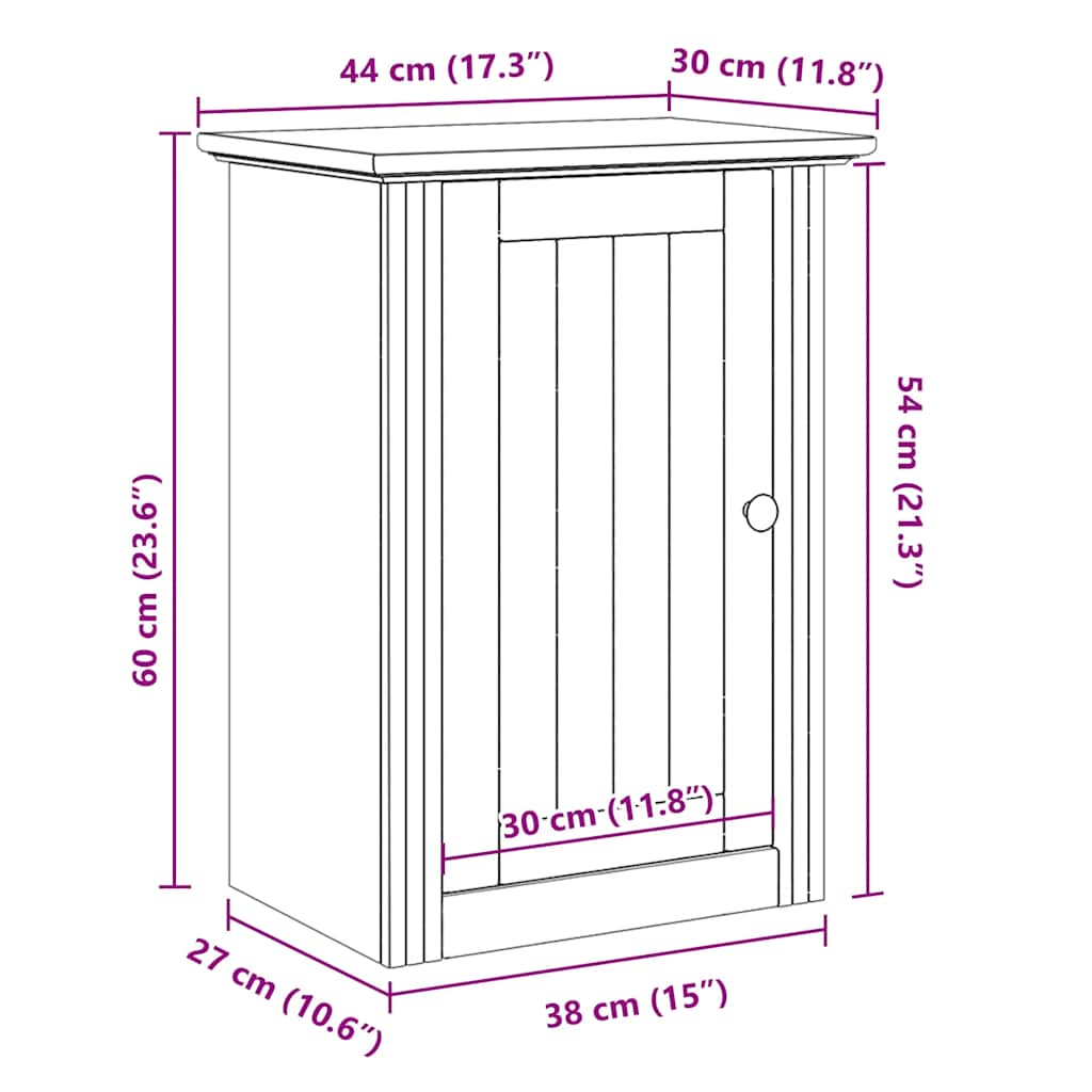 Veggskap for baderom BODO hvit og brun 44x30x60 cm