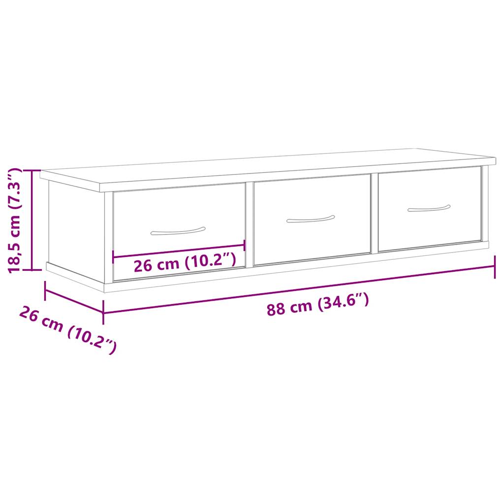 Veggskap artisan eik 88x26x18,5 cm konstruert tre