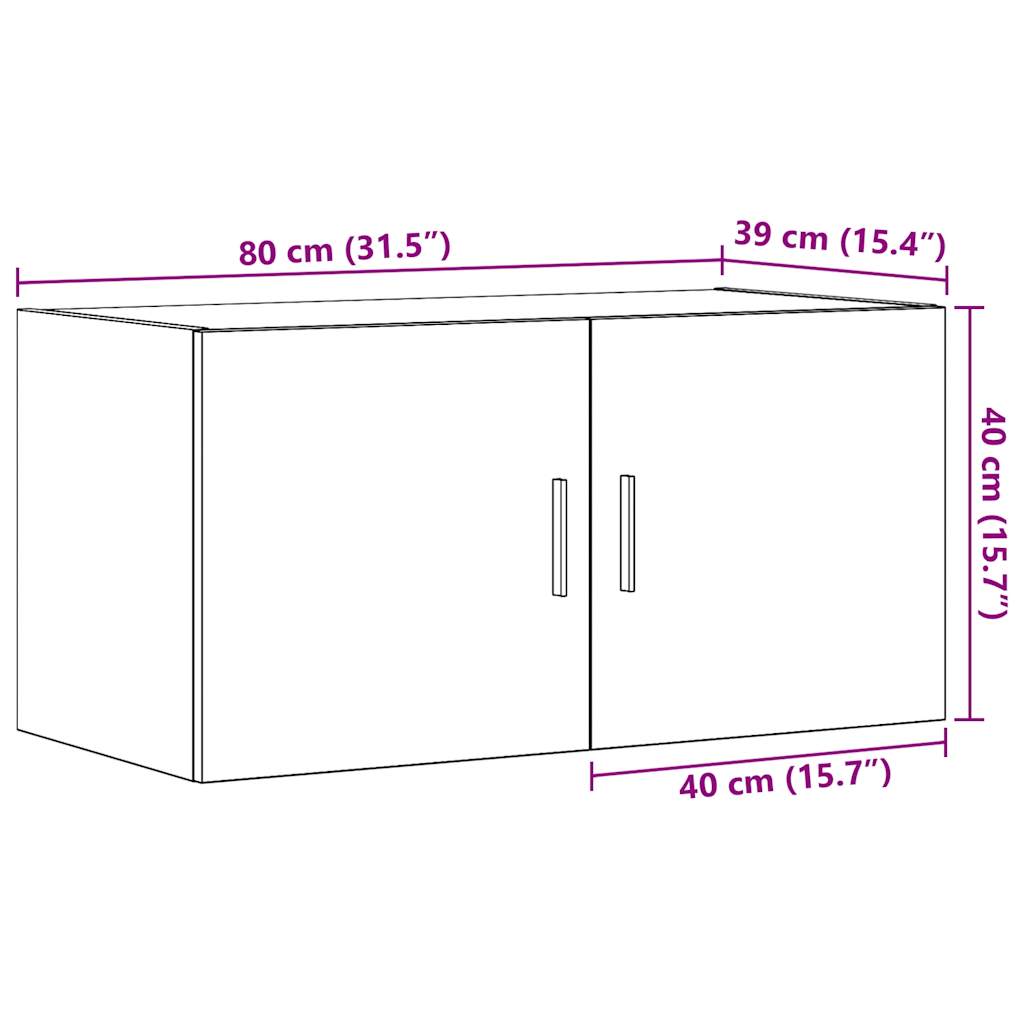 Veggskap artisan eik 80x39x40 cm konstruert tre