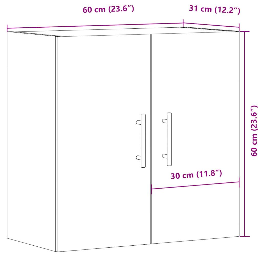 Veggskap gammelt tre 60x31x60 cm konstruert tre