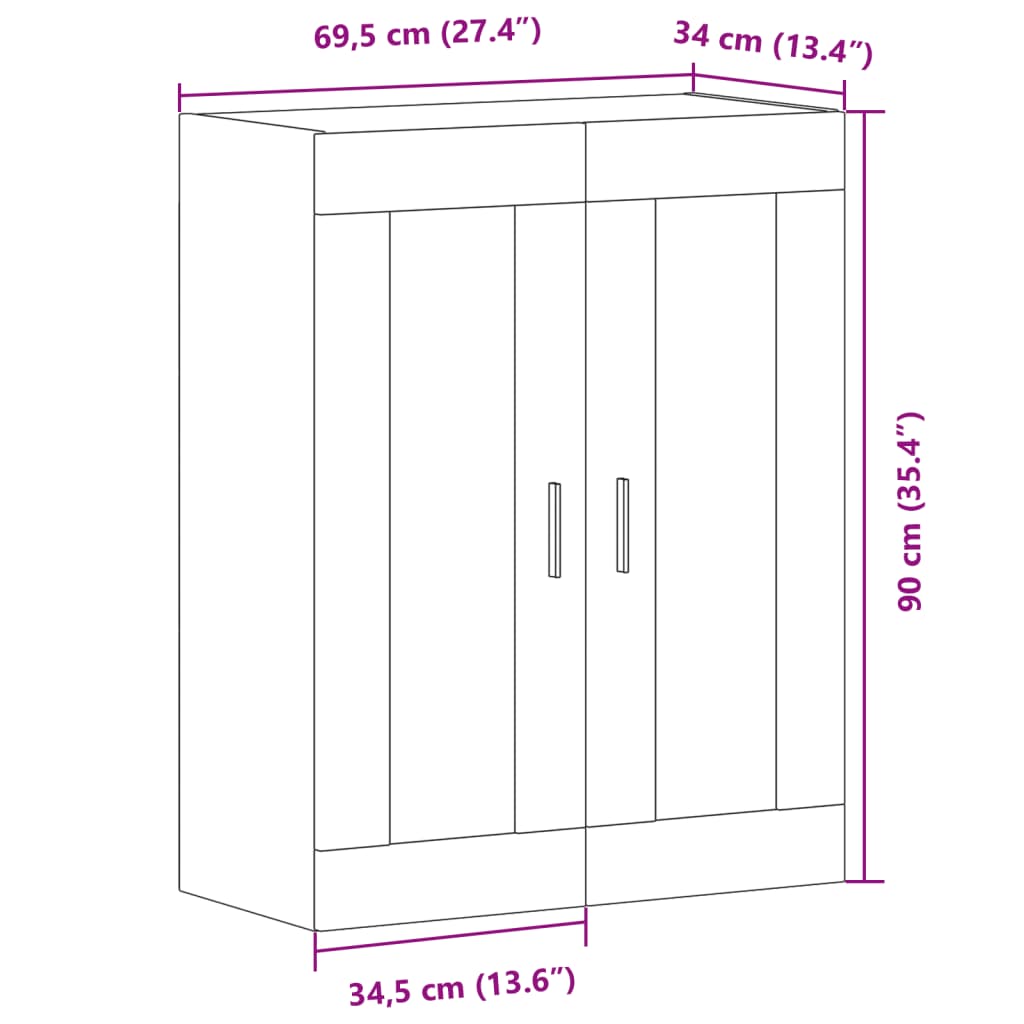 Veggskap artisan eik 69,5x34x90 cm konstruert tre