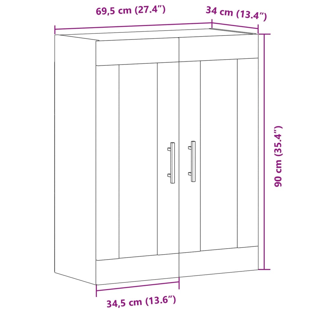 Veggskap artisan eik 69,5x34x90 cm konstruert tre