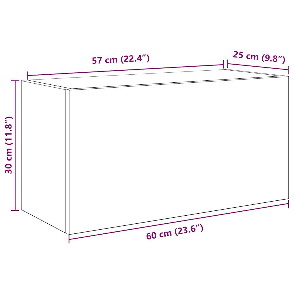 Veggskap til baderom røkt eik 60x25x30 cm konstruert tre