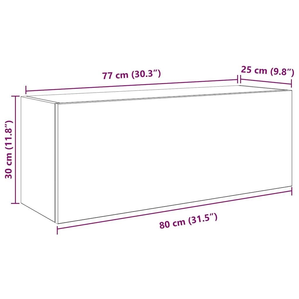 Veggskap til baderom hvit 80x25x30 cm konstruert tre