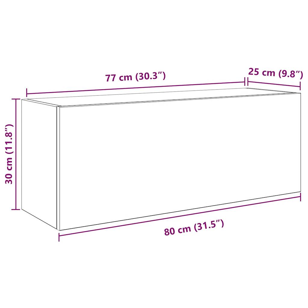 Veggskap til baderom brun eik 80x25x30 cm konstruert tre