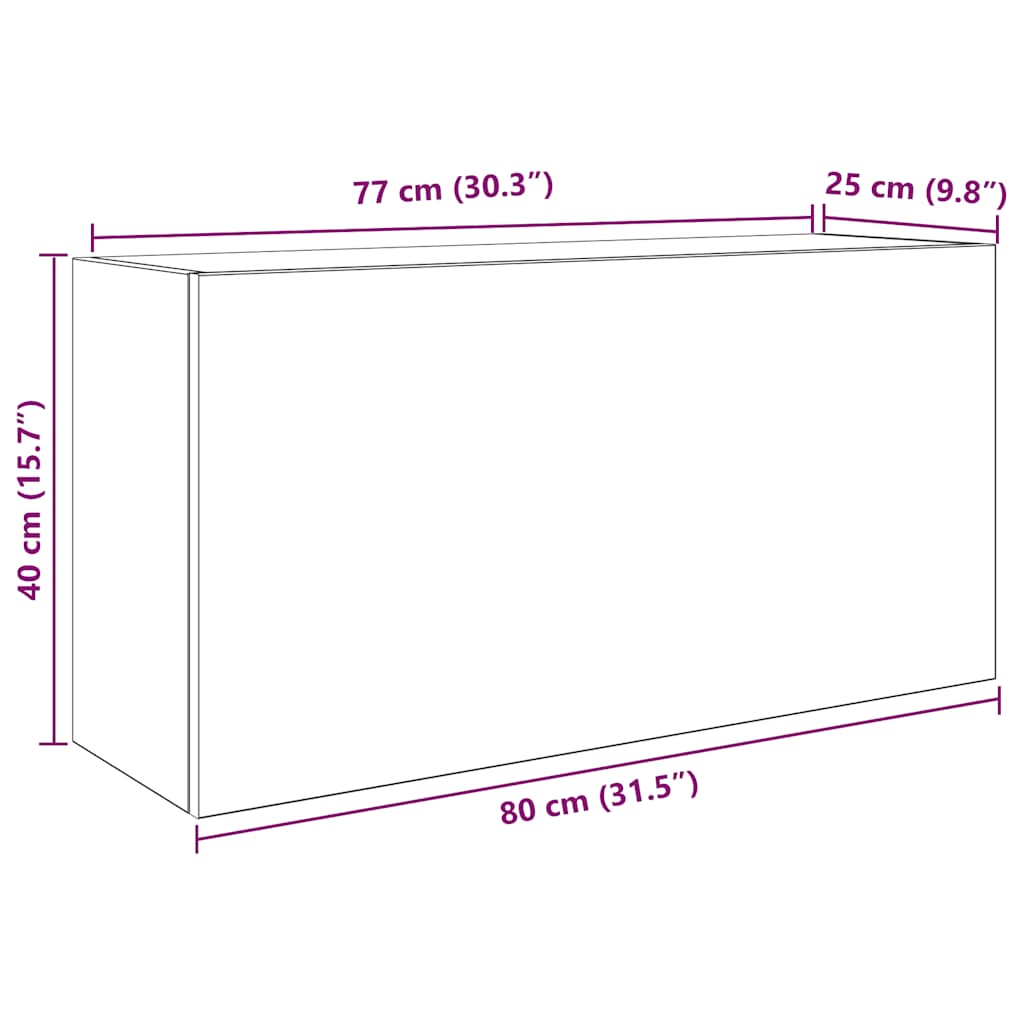 Veggskap til baderom artisan eik 80x25x40 cm konstruert tre