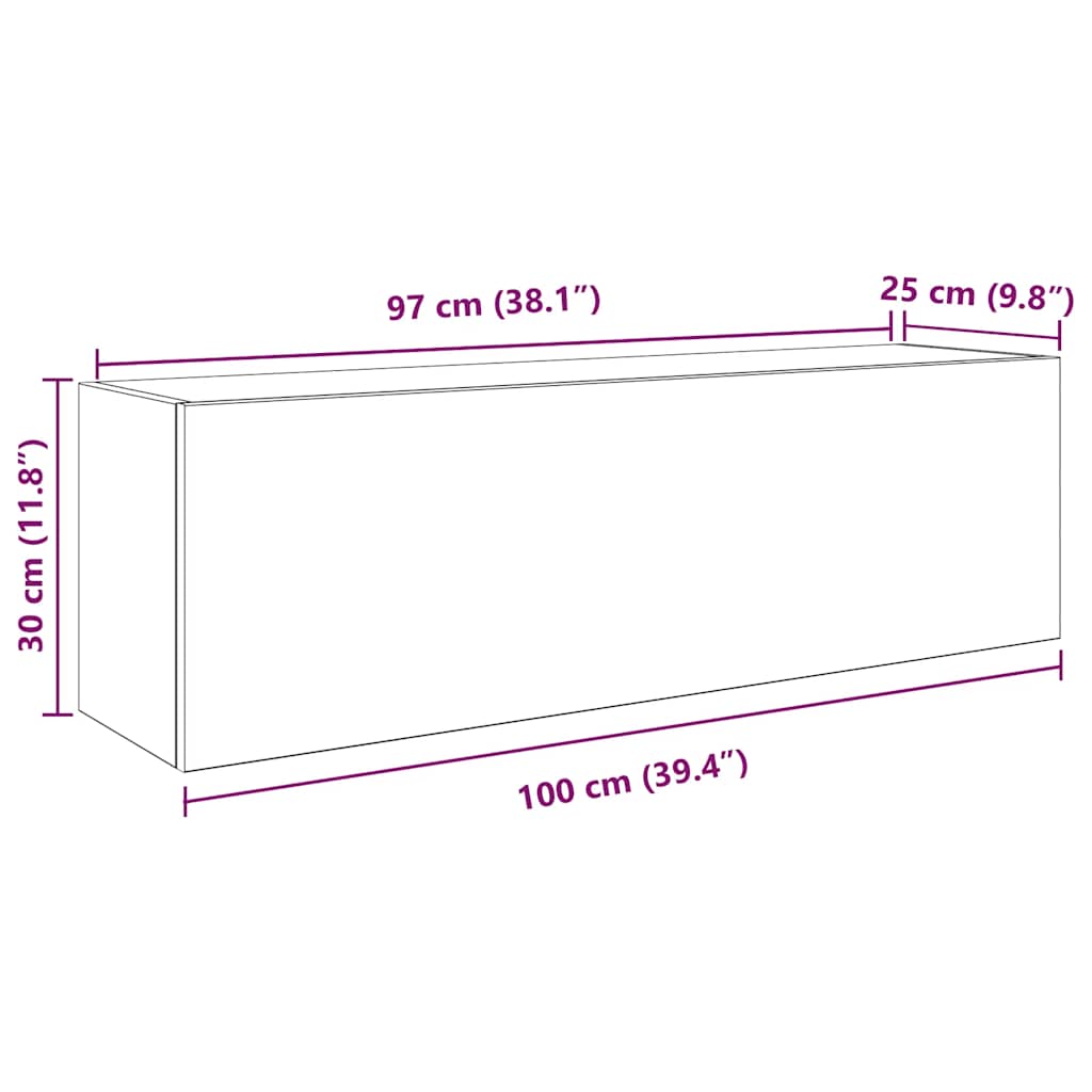 Veggskap til baderom sonoma eik 100x25x30 cm konstruert tre