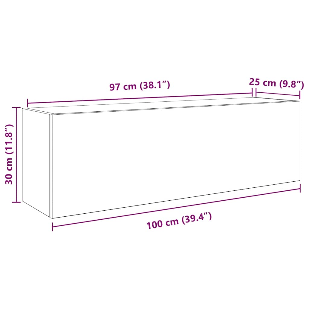 Veggskap til baderom brun eik 100x25x30 cm konstruert tre